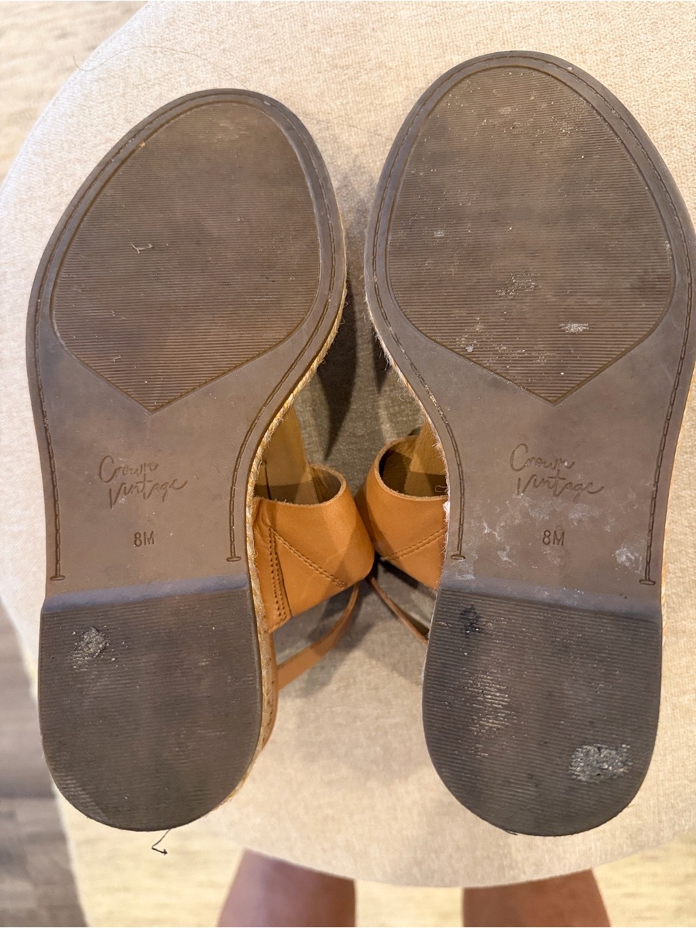 Crown Vintage Cognac Leather Strappy Wedge Sandals - Picture 4 of 9